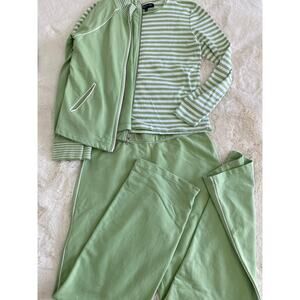 Jones New York Mint Green Track Pants and Striped Jacket